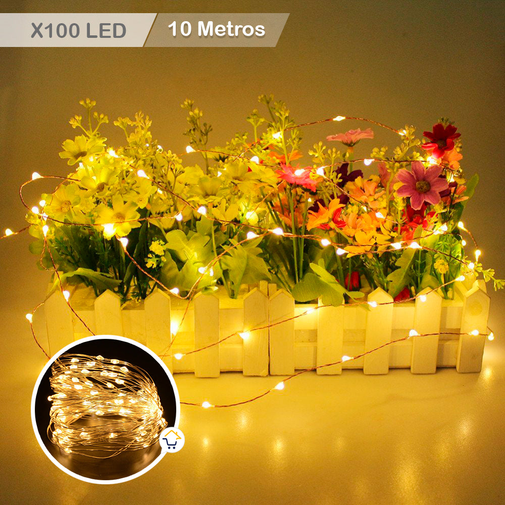 Extensión Micro LED 10m 100 Luces Navidad Cálida