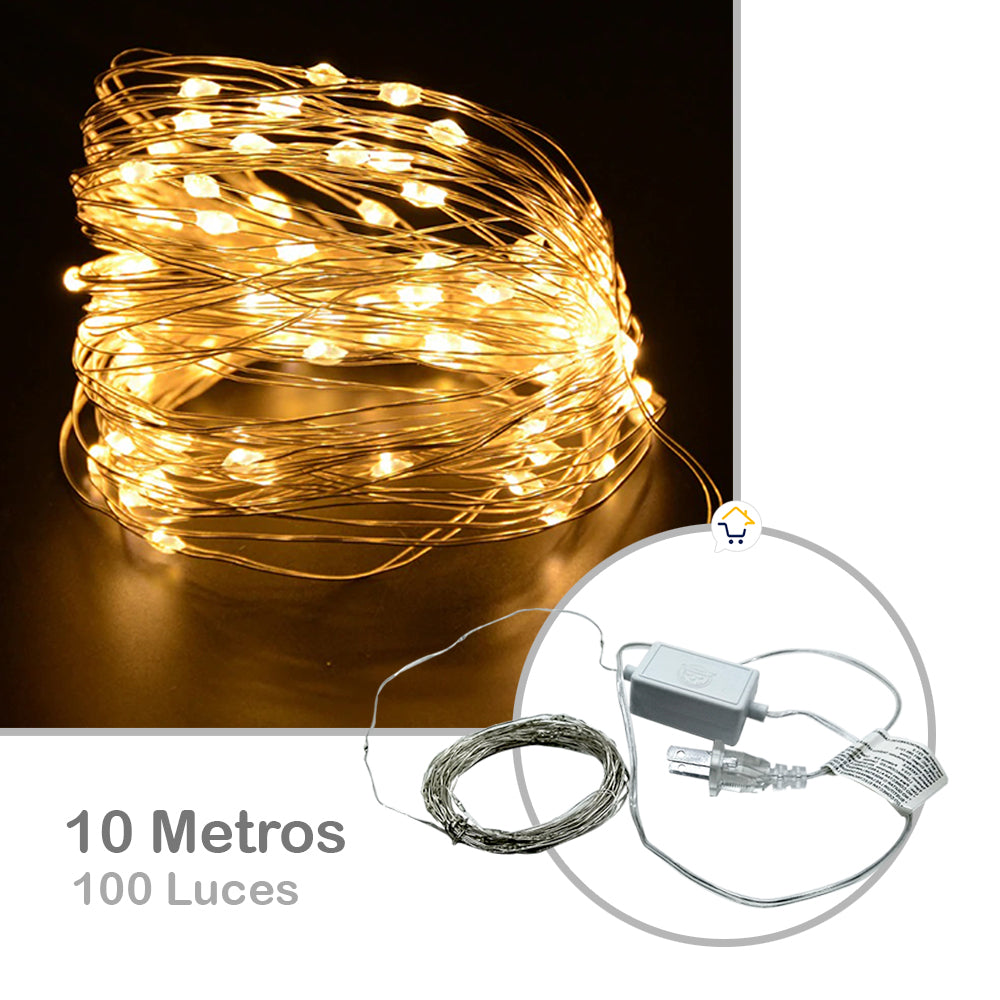 Extensión Micro LED 10m 100 Luces Navidad Cálida