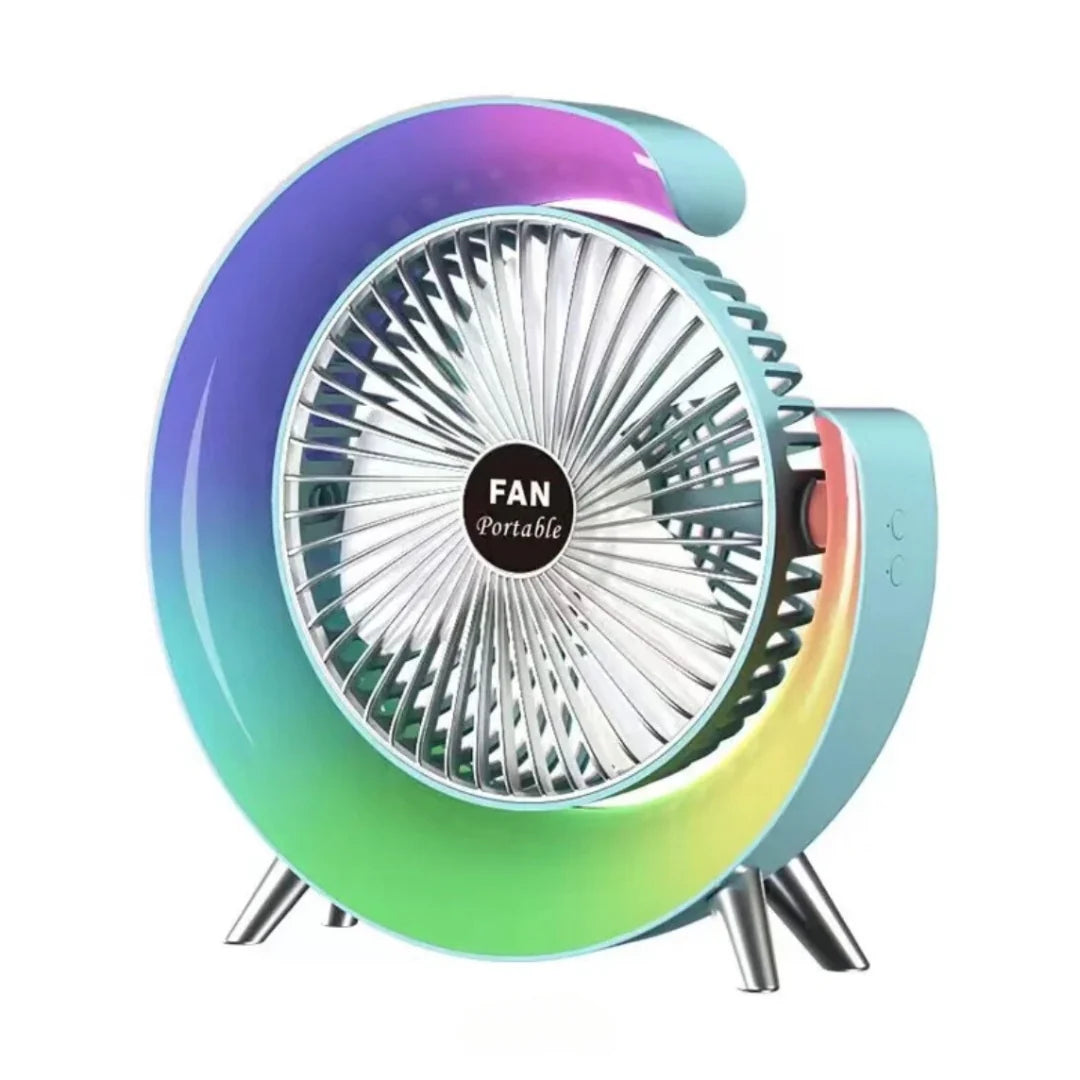 Mini Ventilador Recargable con Luz LED y Giro de 180°