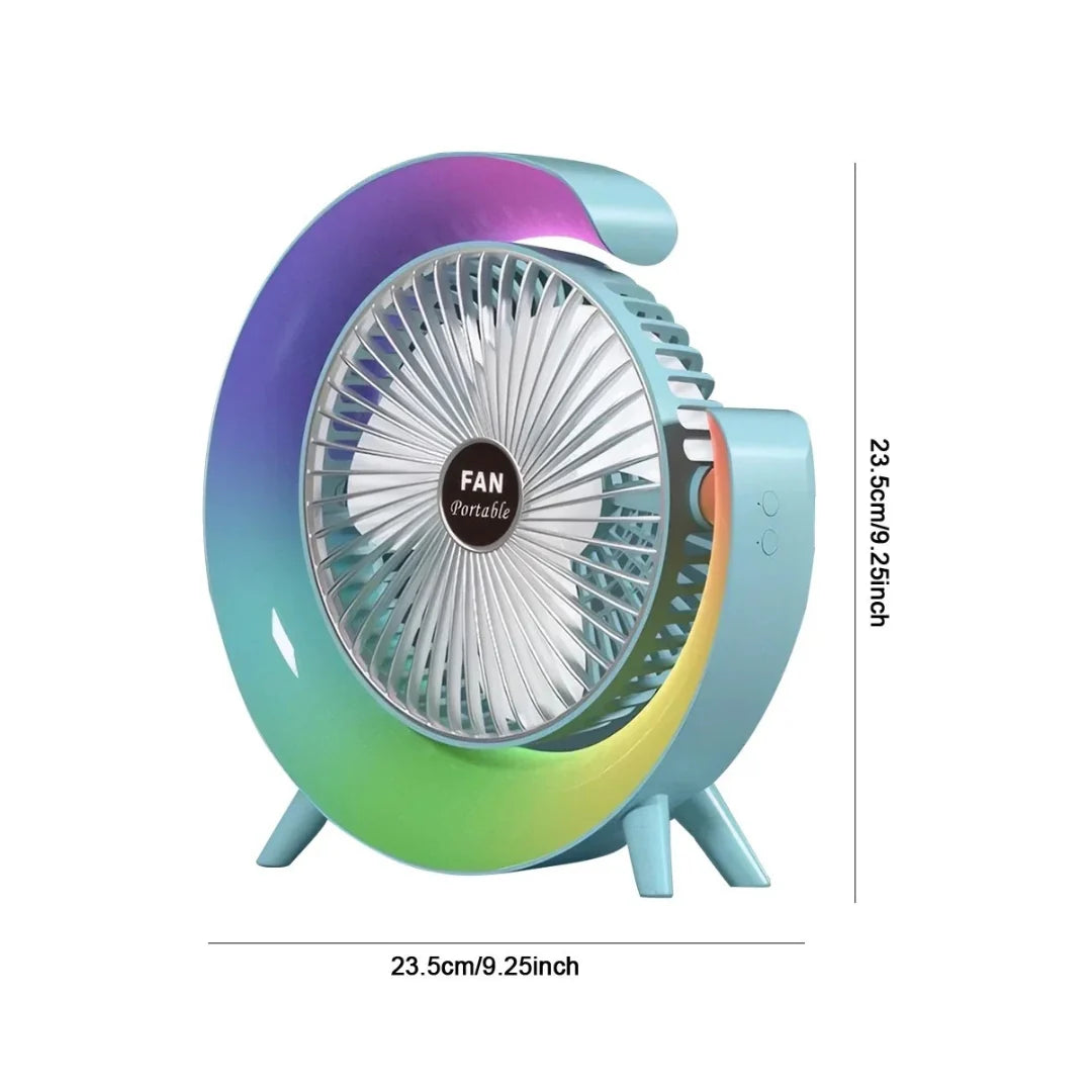 Mini Ventilador Recargable con Luz LED y Giro de 180°